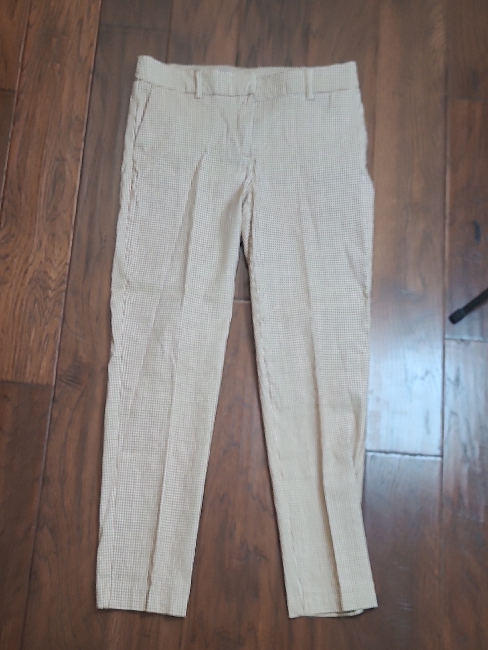 Adrienne Vittadini Tan & Cream Houndstooth Trousers size 10
